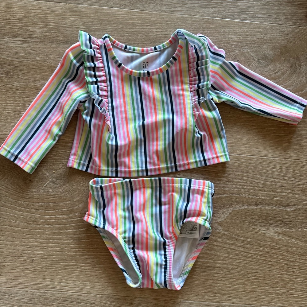 GAP Multicolor Striped Kids Swim Rashguard